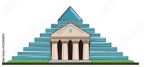 wooden house with colored pencils