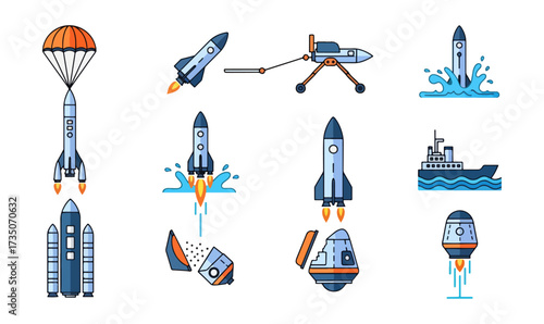 Rocket launch and landing stages