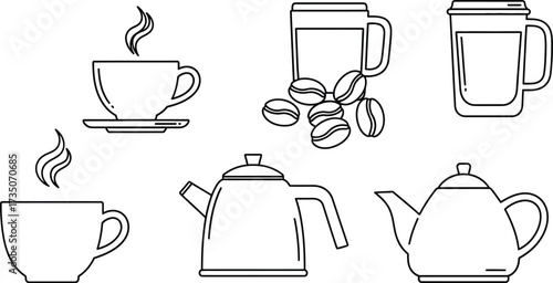 Vector art of coffee and tea in vector format