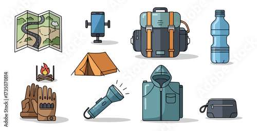 Camping equipment illustrations