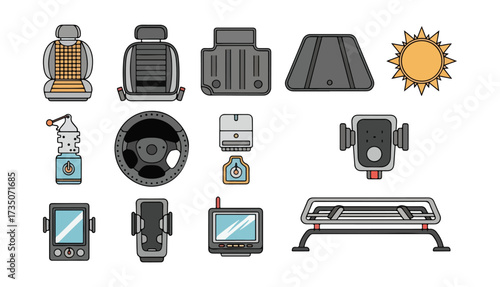 Car accessories icons