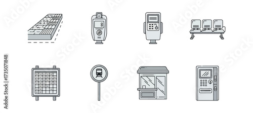 Grey train station icons