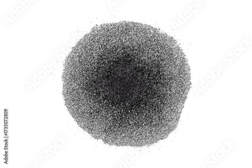 Abstract halftone backdrop with a noise effect. Grainy gradient circle pattern from dots for a grunge background. Black dotwork grain texture with a vintage stipple effect.