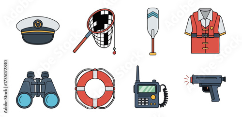 Marine safety equipment illustrations