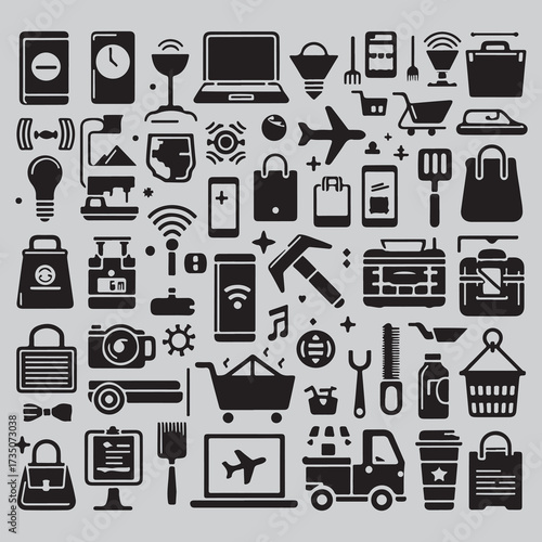 Retail revolution ecommerce icon collection