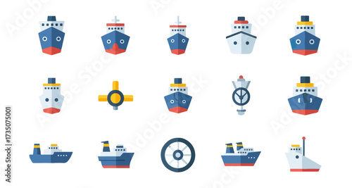 Collection of flat style ships