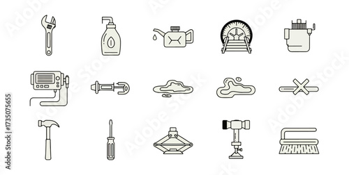 Collection of various tools and maintenance icons