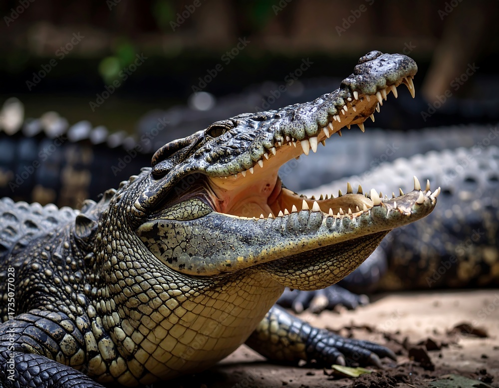 Fototapeta premium Close-up of a crocodile's open mouth
