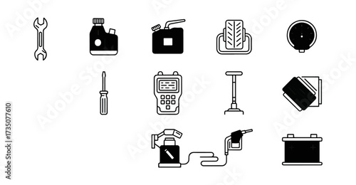Automotive maintenance tools icons