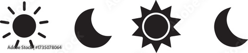 Day and Night Celestial Dance: A minimal and symmetrical monochrome graphic art features the celestial dance of the sun and moon, suggesting the transition from day to night and back again.