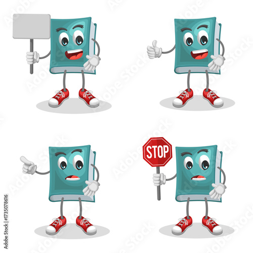 Cute Book with Facial Expressions – Fun Stationery Illustration Characters. Cute and Playful Stationery Design.