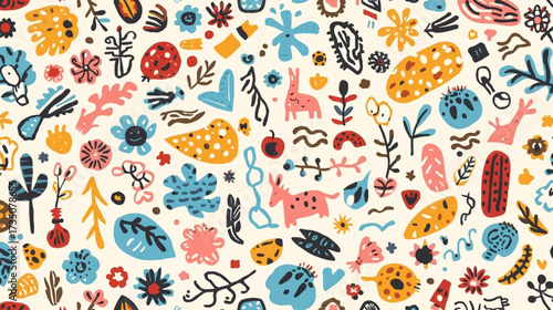 Whimsical natureinspired doodle illustrations perfect for cards, stationery, and childrens books, featuring flowers, trees, and animals in a playful style.