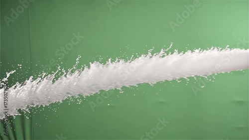 Powerful stream of water spraying forcefully across a green screen background