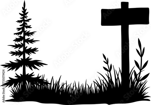 wooden sign with a cross on the grass, cross, religion, christ, symbol, crucifix, church, god, faith, sky, religious, easter, icon, catholic, illustration, gold, blue, isolated, white, spirituality, b