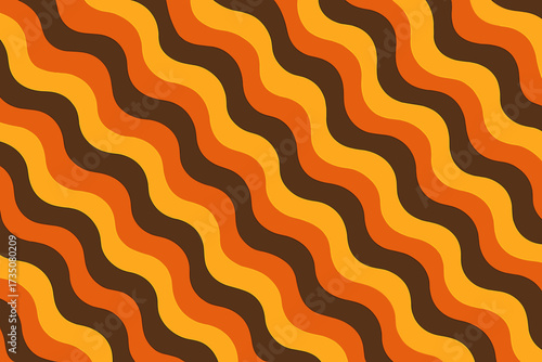 Retro 70s seamless pattern. Groovy psychedelic wavy background. Abstract 60s aesthetic. Vintage geometric wave print for textile, wallpaper. Vector flat illustration design.