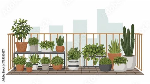 illustration of balcony and ornamental plants