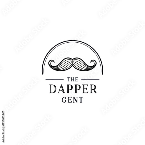 Elegant black and white logo featuring a stylized mustache and the words 'The Dapper Gent'.