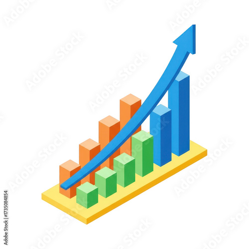 Isometric bar chart with upward trending arrow isolated on transparent background Free Download Isometric bar chart with upward trending arrow isolated on transparent background - GFXLoad