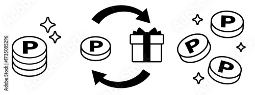 コインポイント交換アイコン・モノクロ