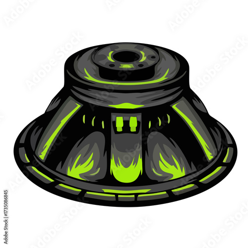 Illustration of a large, powerful, and dynamic speaker cone, designed for immersive audio experiences and high-fidelity sound reproduction in various audio systems