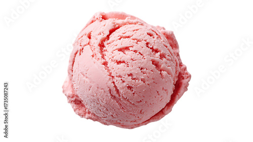 A scoop of strawberry ice cream isolated on transparent background, delicious treat