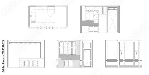 Drawing 2D Pantry Area with Sink, Dining Table, and Bar Counter in Residential Home