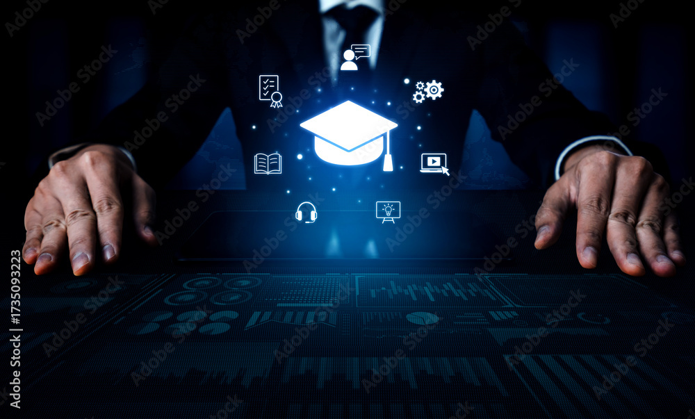Fototapeta premium Cloud computing, cloud strategy, and cloud technology transforming digital infrastructure with scalable services, secure data storage, and cloud-based digital business solutions. Spline