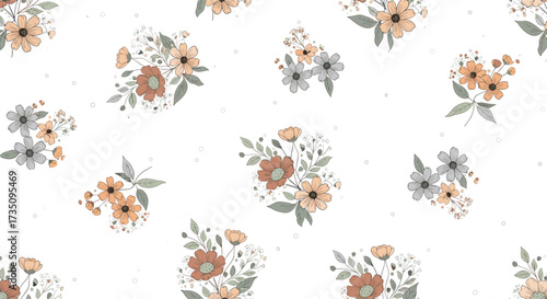 A collection of charming watercolor floral arrangements scattered across a white background.