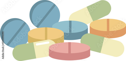 Simple Flat Design Pharmaceutical Tablet Capsule Pill Healthcare Medication Element
