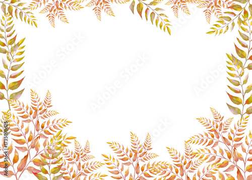 Yellow autumn leaves frame seasonal background illustration