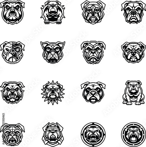 A filled style icon representing a canis bulldog