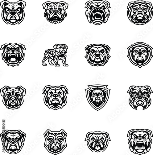 A filled style icon representing a canis bulldog