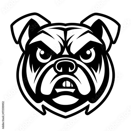 A glyph style icon showing a bulldog logo