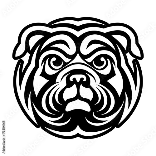 Glyph style icon showing a bulldog head