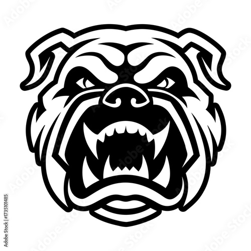 A solid style icon depicting a bulldog face