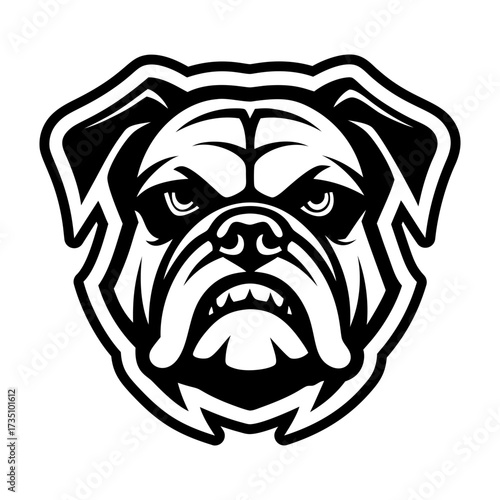 A glyph style icon showing a bulldog logo