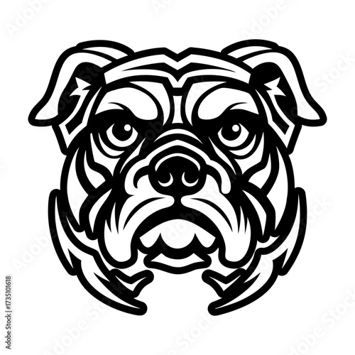 A filled style icon representing a canis bulldog
