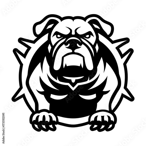A filled style icon representing a canis bulldog