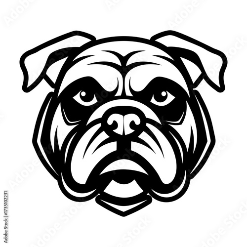 A solid style icon depicting a bulldog face