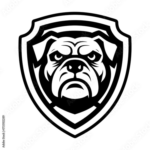 Glyph style icon showing a bulldog head