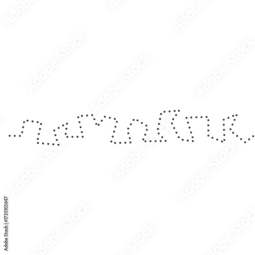 Dotted curly line with playful loops, ideal for whimsical borders, invitations, or feminine-themed decorative elements in creative layouts.
