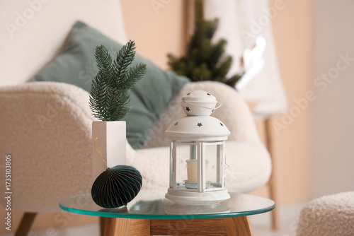 Christmas lantern with cand...