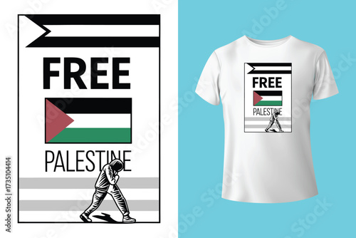 free free palestine flag t-shirt design vector banner