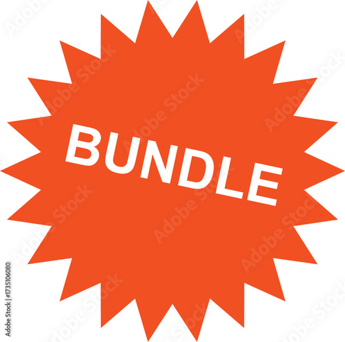 Bright orange bundle burst design element with white text overlay