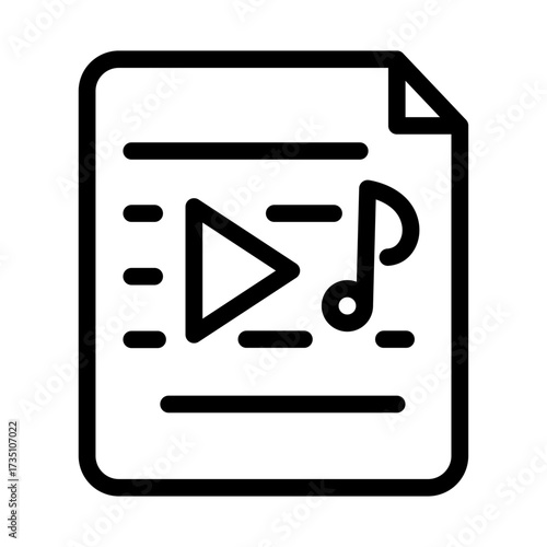Music File Line Icon of Music Composition Icon Set