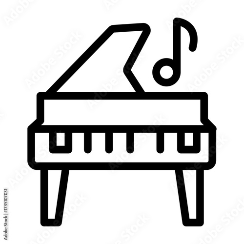 Piano Line Icon of Music Composition Icon Set