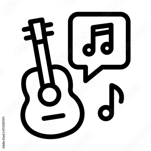Guitar Composition Line Icon of Songwriting Icon Set