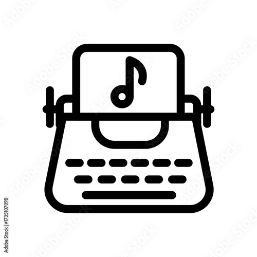 Music Typing Line Icon of Songwriting Icon Set