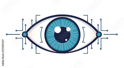 A stylized eye illustration with techthemed circuit accents