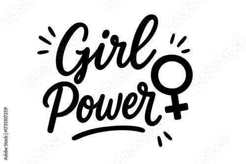 Girl Power vector lettering with female symbol. Hand drawn feminist quote for women empowerment. Motivational typography design for protest, print, t-shirt. Feminism concept.